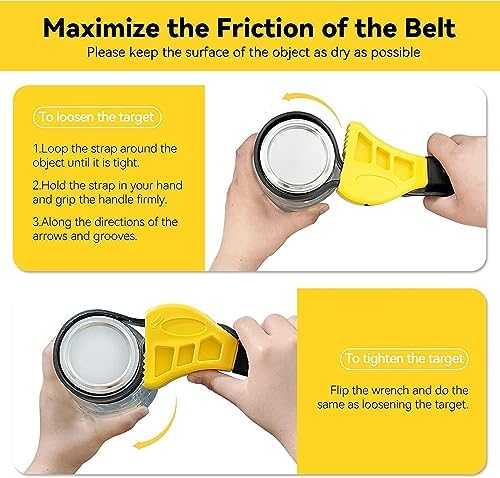 Jar Opener for Weak Hands: Strap Wrench and Rubber Wrench - Easy Bottle Opener, Strap Wrench, Effortless, Adjustable, Non-Slip - Set of Two (Odor free) - Great for Plumbing Tasks & Arthritis Elderly…
