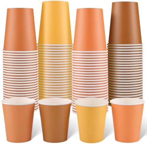 NatNarr 100 Pack Gradient Orange Paper Cups, 9oz Disposable Fall Cup