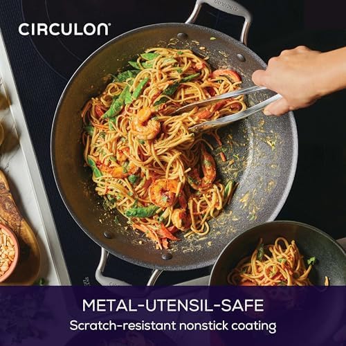 Circulon A1 Series Nonstick Induction Wok with Lid, 14-Inch, Graphite