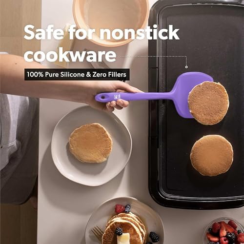 DI ORO Silicone Turner Spatula Set - 600F Heat Resistant, 4-Pc Lavender
