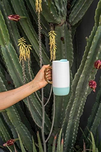 Ello Jane 18oz Ceramic Travel Mug with Handle, Splash-Resistant Slider Lid and Built-in Coaster, Perfect for Coffee and Tea, BPA Free, Dishwasher Safe, Holiday Gift Her Him, Yucca