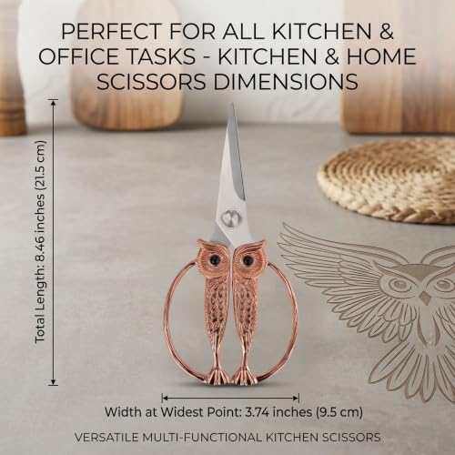 XSNBRD Kitchen Shears Heavy Duty, Rose Gold Stainless Owl Scissors.