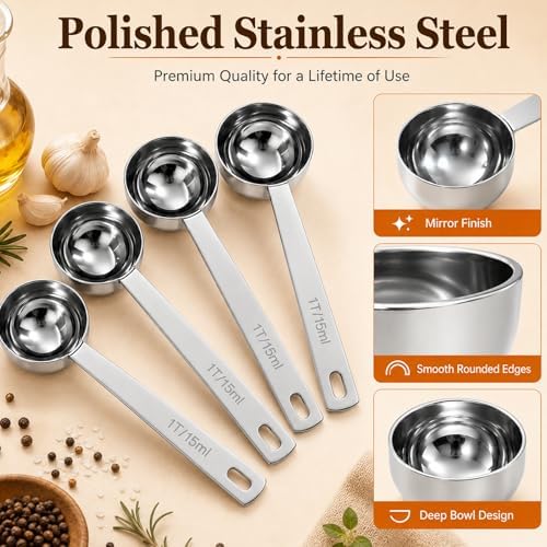 Coffee Scoop Set for Ground Coffee, 15ml & 30ml, 1 & 2 Tbsp, 4 Pack