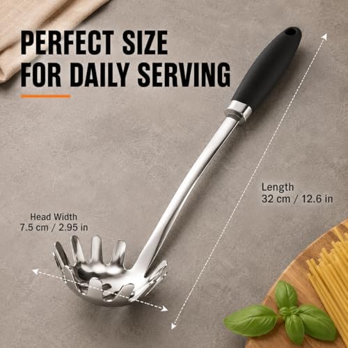 Stainless Steel Pasta Spoon, Spaghetti Server, Pasta Fork, Silver