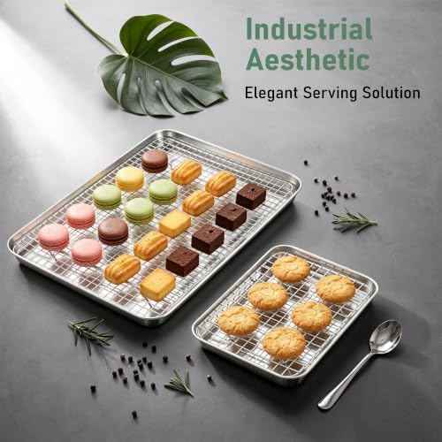 Homikit Baking Sheet with Wire Rack Set (3 Pans + 3 Racks), 16/12/9 Inch