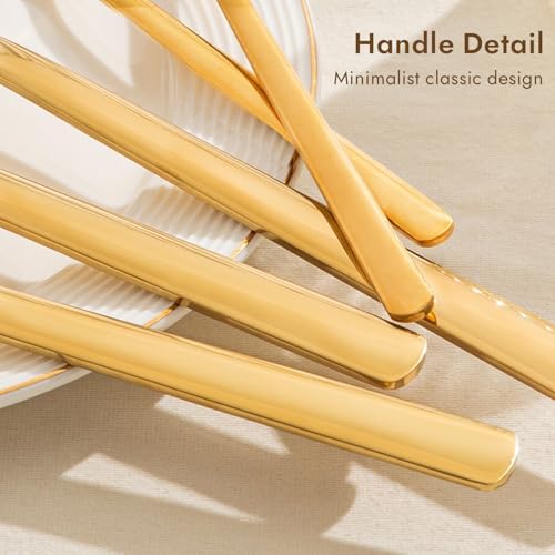KINGSTONE 18/10 Large Hostess Gold Serving Utensils,Stainless Steel Serving