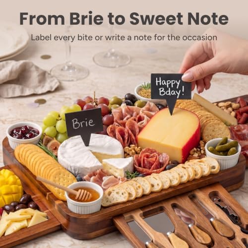 SMIRLY Charcuterie Boards Set, Large Cheese Board Set, Acacia