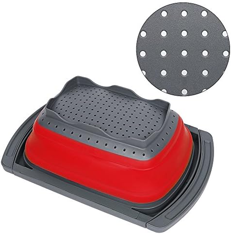 Qimh Colander Collapsible, Over The Sink Veggies/Fruit 6-Quart Strainers and Colanders with Extendable Handles, Folding Strainer for Kitchen
