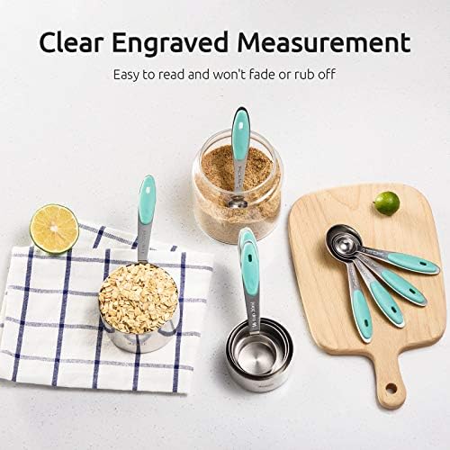 U-Taste Measuring Cups Spoons Set, 18/8 Stainless Steel, 10Pcs, Aqua Sky