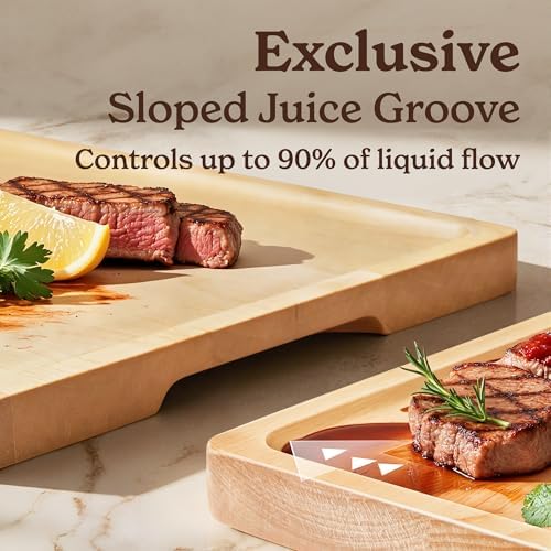 SMIRLY Wood Cutting Board - 3 Pack Cuttings Board for Kitchen, Bamboo Brown