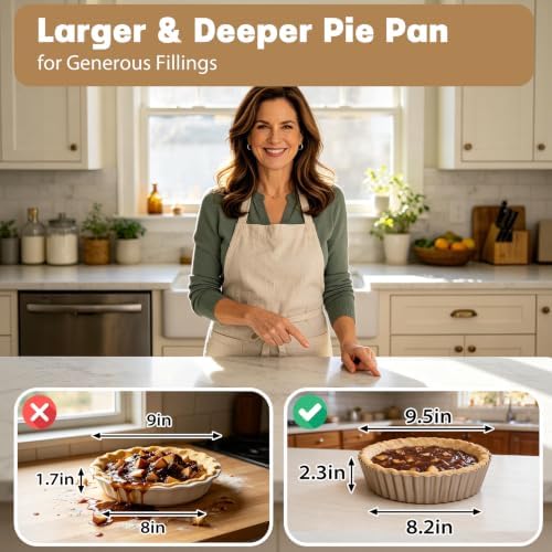 Deep Dish Pie Pan: 2 Pack 9.5 inch Quiche Baking Pan Removable Bottom