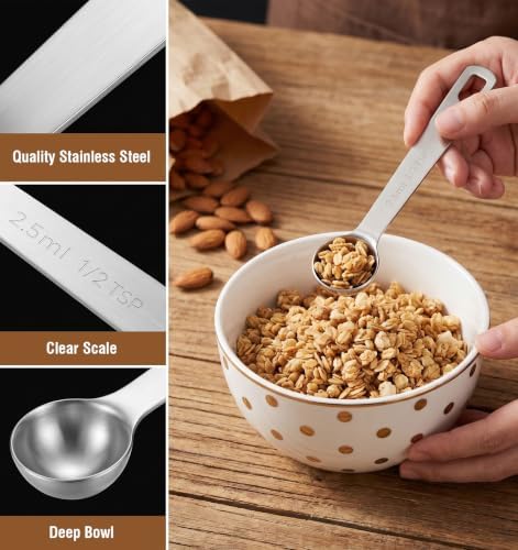 4 PCS 1/2 Teaspoon Scoop, Stainless Steel 1/2 Tsp Measuring Spoon