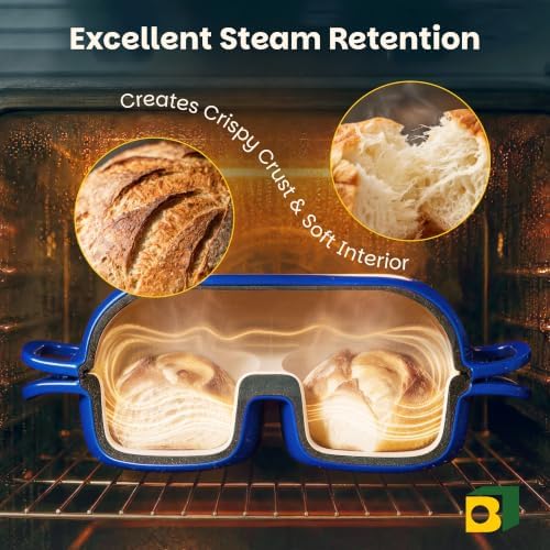 Double Dutch Oven for Sourdough Bread Baking, Cast Iron Dutch Oven [Blue]