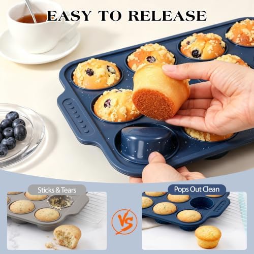 Silicone Muffin Pans for Baking with Metal Reinforced Frame