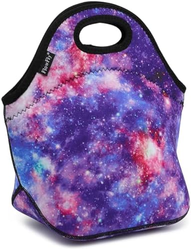 FlowFly Neoprene kids Lunch box Insulated Soft Bag Mini Cooler Thermal Meal Tote Kit for Boys, Girls,Men,Women,School,Work, Office, Galaxy