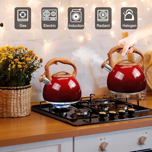 GGC Whistling Tea Kettle for Stove Top, 3.2QT/3L Stainless Steel Tea Kettle