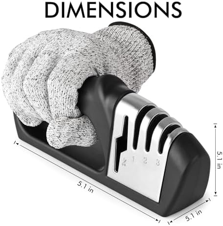 HOTEC 4in1 Knife Sharpener, 3 Stage Manual Sharpener