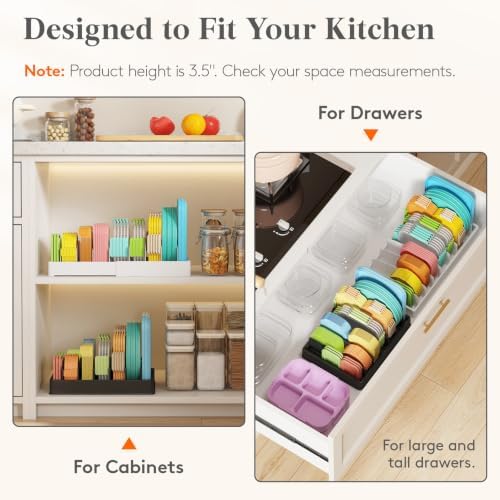Lifewit Kitchen Cabinet Organizer for Food Contanier Lid with 7 Sections