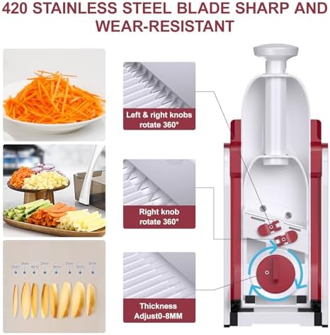 Safe Mandoline Slicer for Kitchen, Vegetable & Food Cutter
