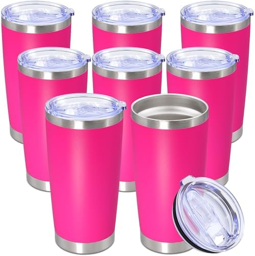 20oz Tumbler Stainless Steel Tumbler Coffee Tumbler with Lid Hot Pink, 8P