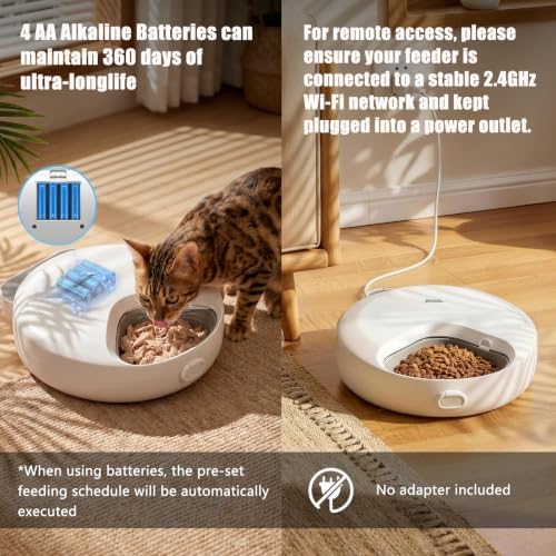 WiFi Automatic Wet Food Cat Feeder with App Control, Auto Refrigerated Wet Foods Feeder for Cats Dogs 4 Meal Timed Fresh Foods Dispenser with 2 Ice Packs for Kitty Puppy Automatic Cat Dog Food Bowl