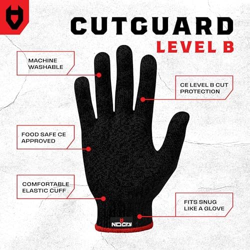 NoCry Premium Cut Resistant Gloves Food Grade — Level 5 Protection; Ambidextrous; Machine Washable; Superior Comfort and Dexterity; Lightweight — Perfect Cutting Gloves or Mandolin Glove