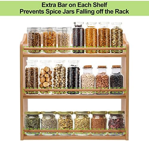 3 Tier Bamboo Spice Rack Wall Mount or Countertop,Spice Organizer