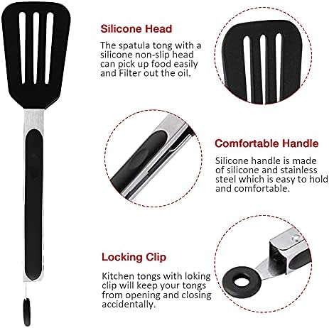 7 inch Mini Silicone Serving Tongs with Silicone Tips Set of 3