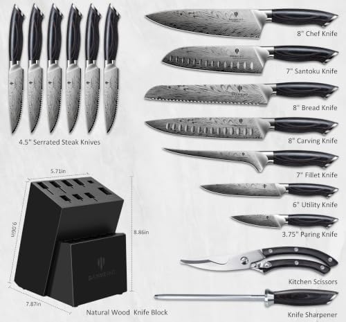 16 Pieces Knife Set, Knife Block Set in Powder Steel, Ultra Sharp