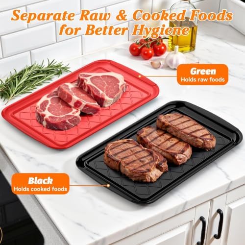 Grilling Prep & Serve Trays for Party Set of 6, Large BBQ Serving Platters