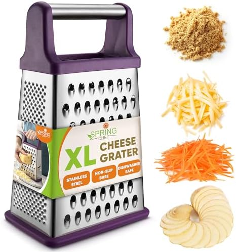 Spring Chef Stainless Steel XL Cheese Grater for Kitchen, Purple