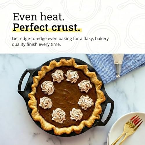 Lodge Pre-Seasoned Cast Iron Pie Pan with Dual Handles, 9 Inches