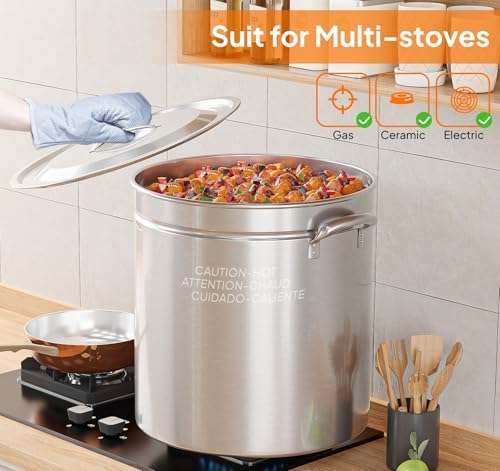 ROVSUN 82-Quart Stainless Steel Turkey Fryer & Seafood Boil Pot with Basket, Lid & Hook, Large Stock Pot for Outdoor Cooking of Turkey, Crawfish, Crab, Lobster & Shrimp