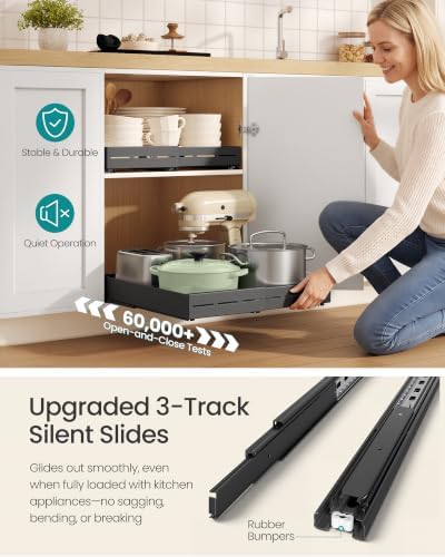 SONGMICS Pull Out Cabinet Organizers, Expandable Carbon Steel Drawers