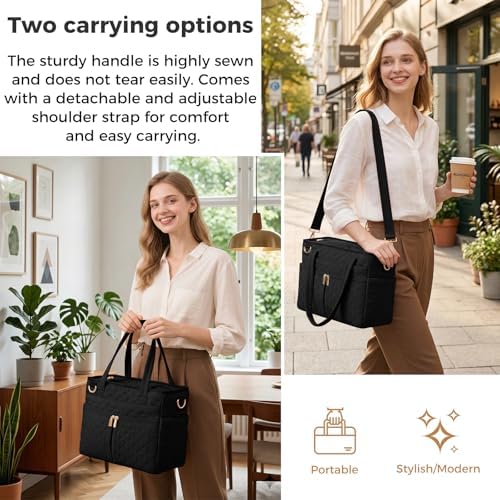 Large Lunch Box for Women, Insulated Lunch Bag for Work, Black