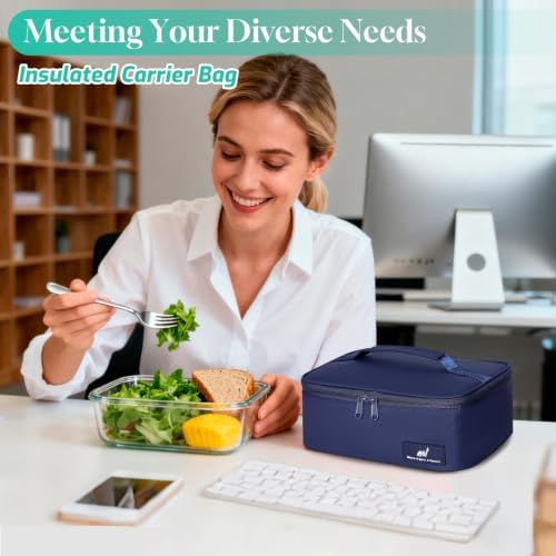 NOL Insulated Lunch Bag for Adults – Compact Cooler Lunch Box with Food-Grade Lining, Waterproof Lunch Bag for Work, Travel | Portable Thermal Meal Tote with Handle,Navy blue