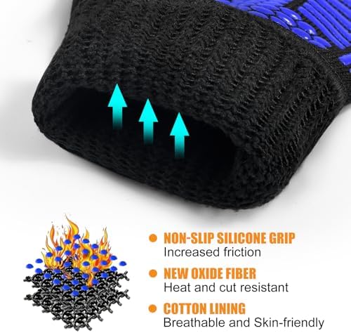 BBQ Gloves, 1472°F Heat Resistant with Silicone Grip Oven Mitts
