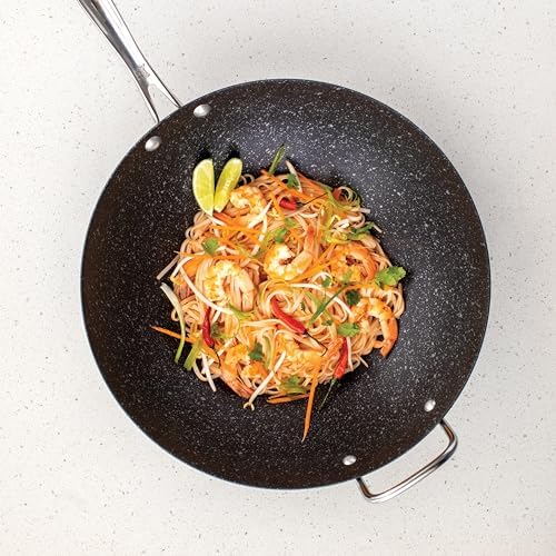 Nordic Ware Basalt Aluminized Steel Spun Wok, 14-Inch, Ceramic Coating