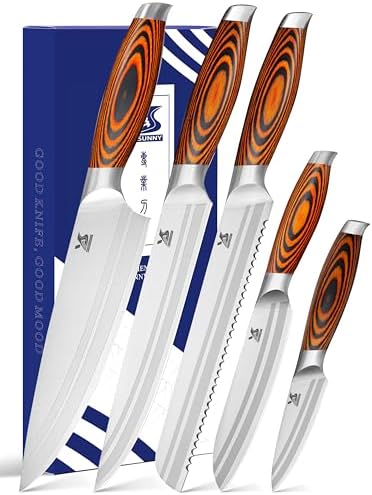 MSY BIGSUNNY 5pcs Knife Set Kitchen Utensils Knife, German Stainless Steel Professional Chef Kitchen Knife Set