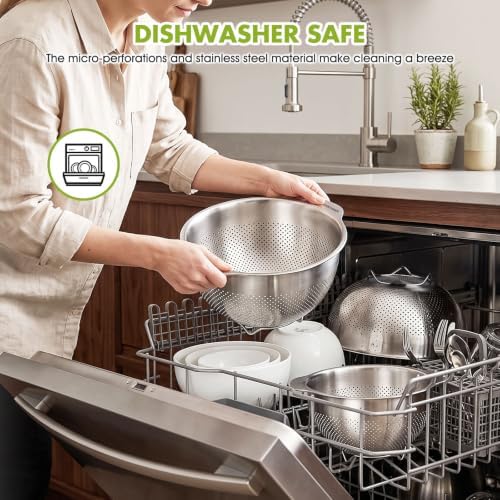 Greentainer 18/8 Stainless Steel Colander Set of 3 (2.5QT, 3.5QT, 5QT)