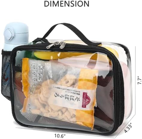 GYEUKHAM Insulated Lunch Box for School, Thermal Reusable Durable Freezable Lunch Bags for Kids Boys Girls Men Women - Small Soft Cooler Portable Lunch Tote Kit for Work Picnic Travel,Clear Black