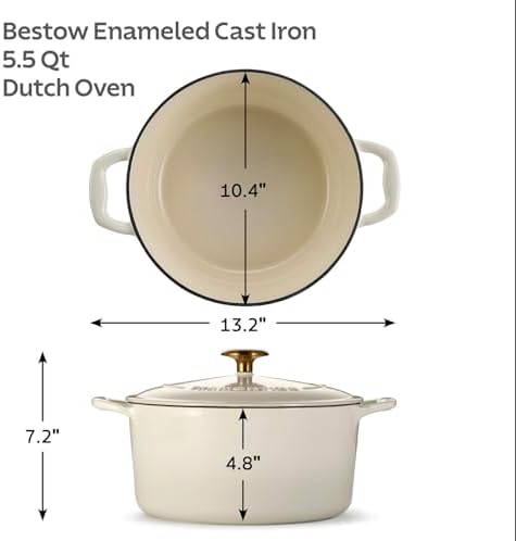 Tramontina Bestow Enameled Cast Iron 5.5-Qt Round Dutch Oven Pot with Lid