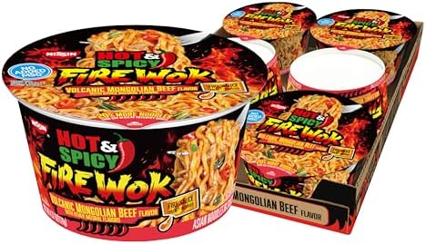 Nissin Hot & Spicy Fire Wok, Volcanic Mongolian Beef, 4.37 Ounce (Pack of 6)