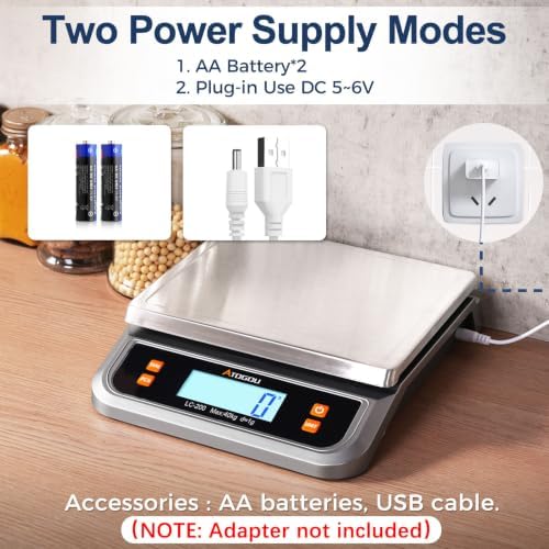 Atogou 88lb Food Scale, Commercial Kitchen Scale Plug-in Usable