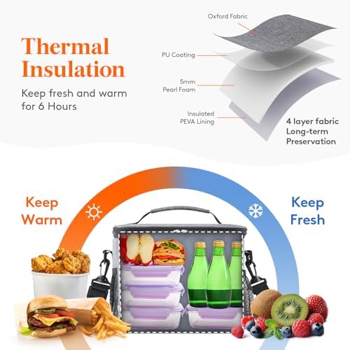 Lifewit Reusable Insulated Lunch Bag, Portable Cooler Freezable Soft Lunchbox Leakproof with Adjustable Shoulder Strap for Men Women Adult for Work Picnic or Travel, 15L 24 Can, Grey