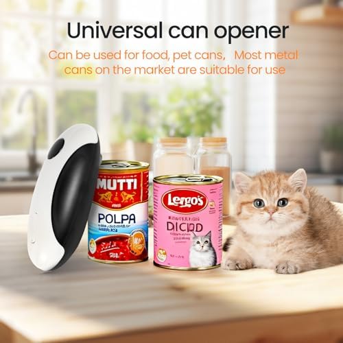 Rechargeable Electric Can Opener, Hands Free for seniors，Food Safe Automatic Can Opener with Smooth Edge,Easy to Use,Works with All Standard Cans (Black)