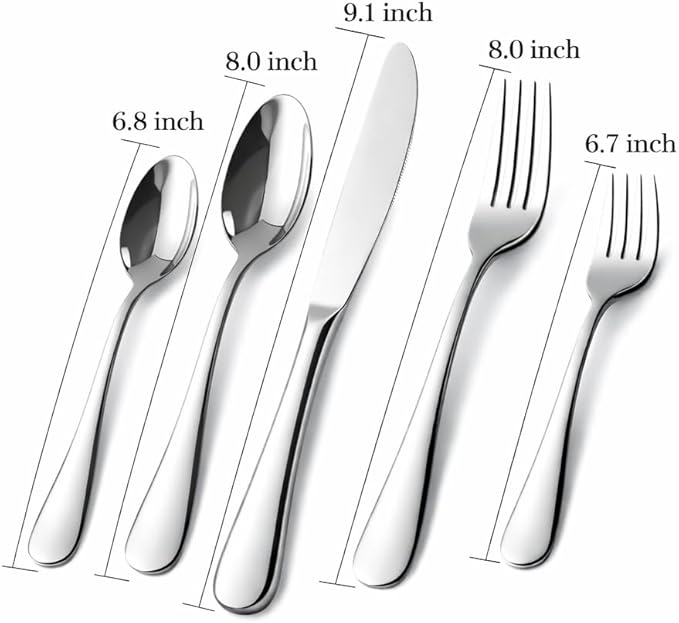 Silverware Set for 8, Stainless Steel Flatware Cutlery Set for 8, Mirror Polished, Dishwasher Safe, Tableware Set for Home, Kitchen, Wedding, Party