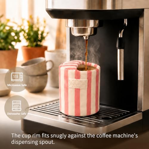 Ceramic Coffee Mug with Sip Hole, 12oz To Go Ceramic Mug Striped
