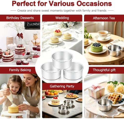 LIANYU 4 Inch Round Cake Pan Set, Mini Round Baking Pans of 4