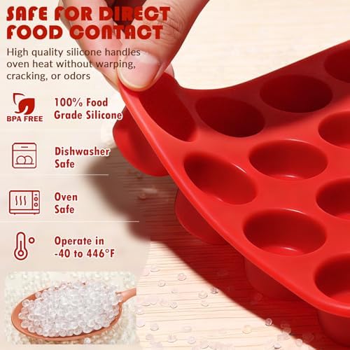 HKNMTT Mini Silicone Muffin Pans for Baking 24Cups BPA-Free Egg Bites Molds